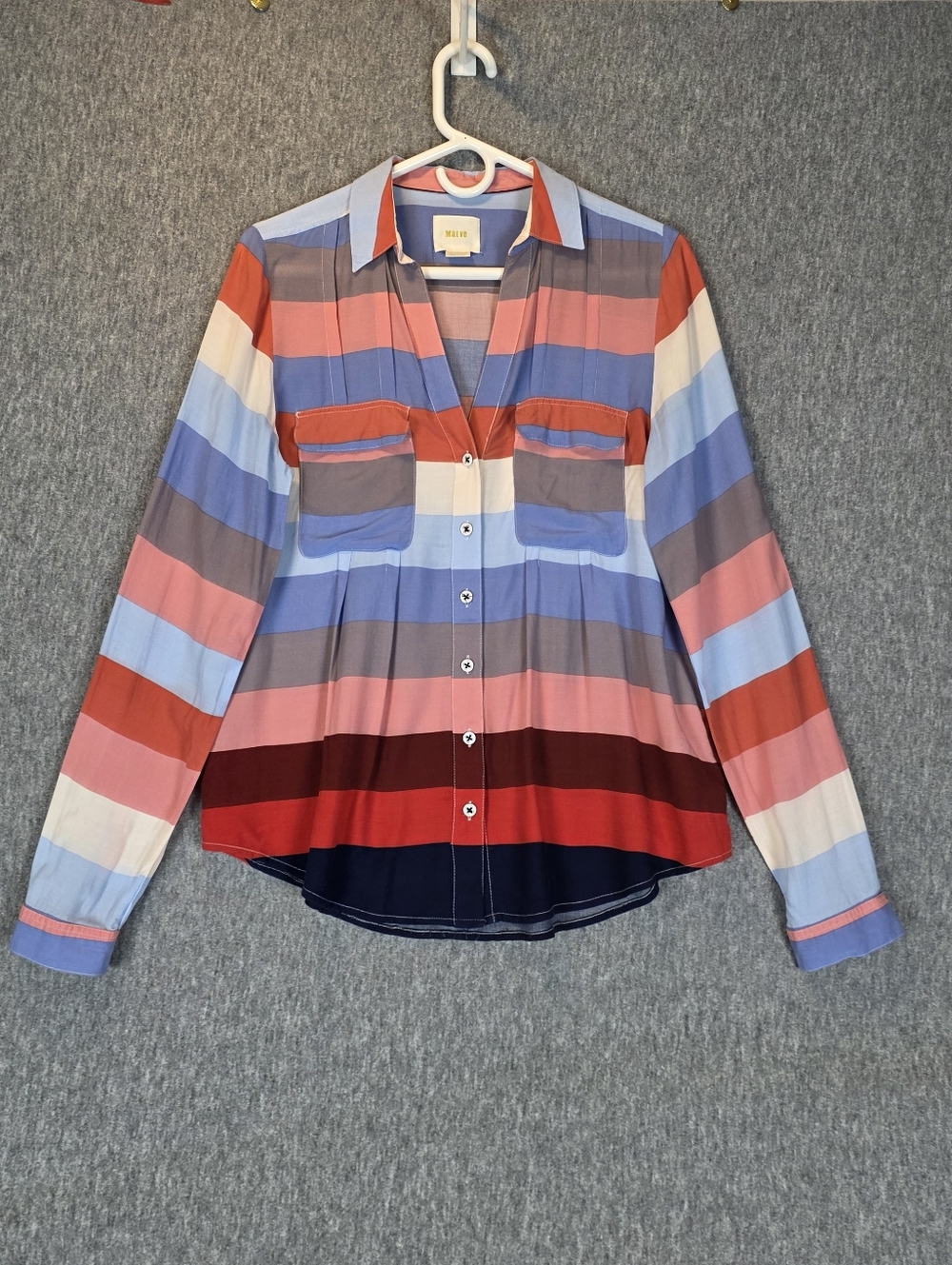 Maeve Striped Button Up Blouse Women's 8